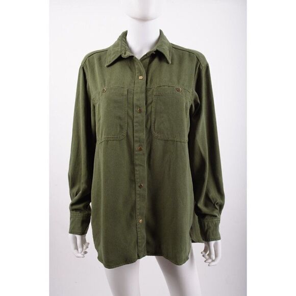 Zara Tops - Zara Womens Oversized Button Up Shirt Top Size S Green 9184/332 NWT